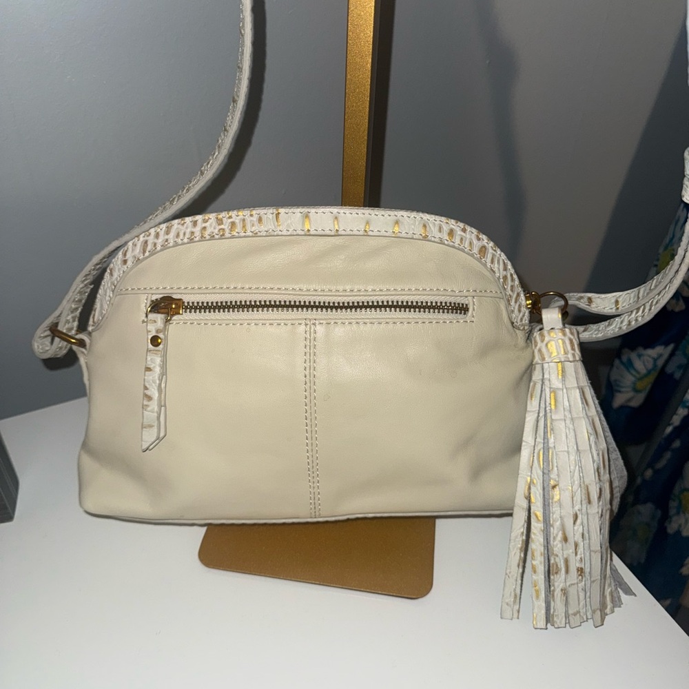 Sharif Cream Leather Clutch with Gold Lion Hardware - Picture 15 of 15